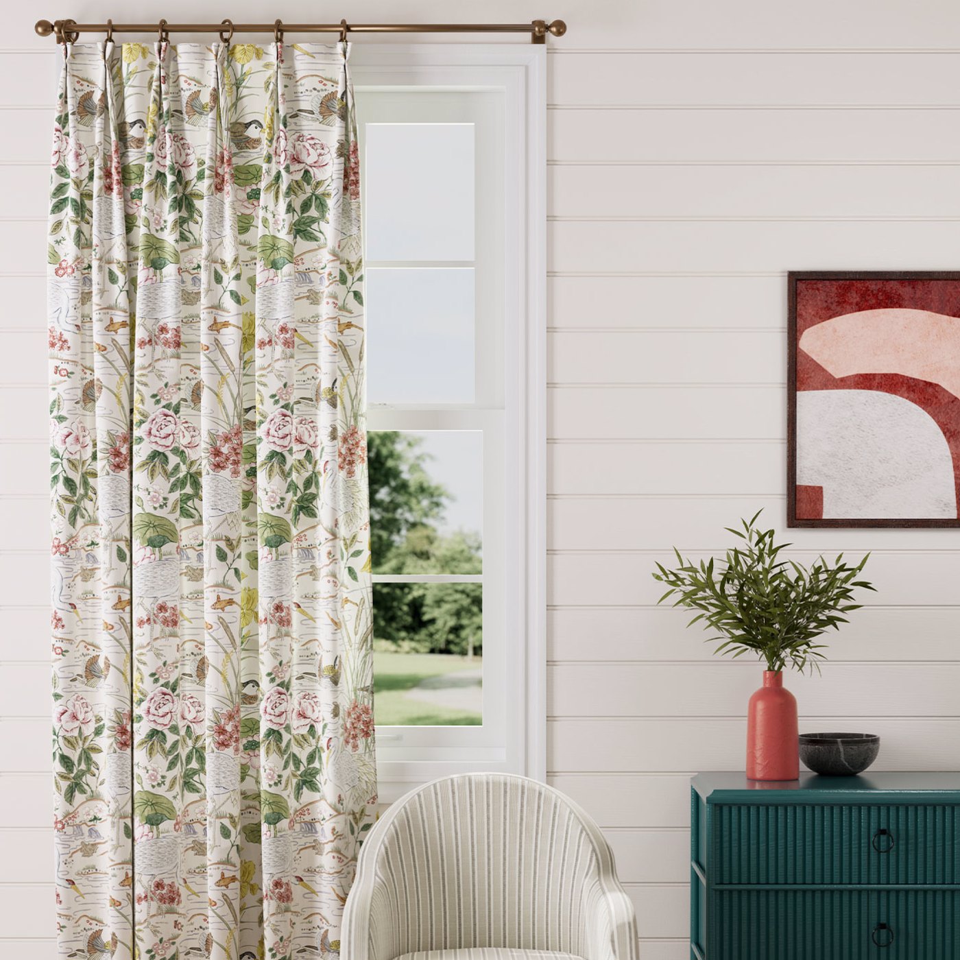 crane-frog-lotus-curtains use of fabric sewn together