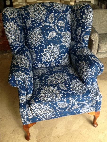wing chair blue